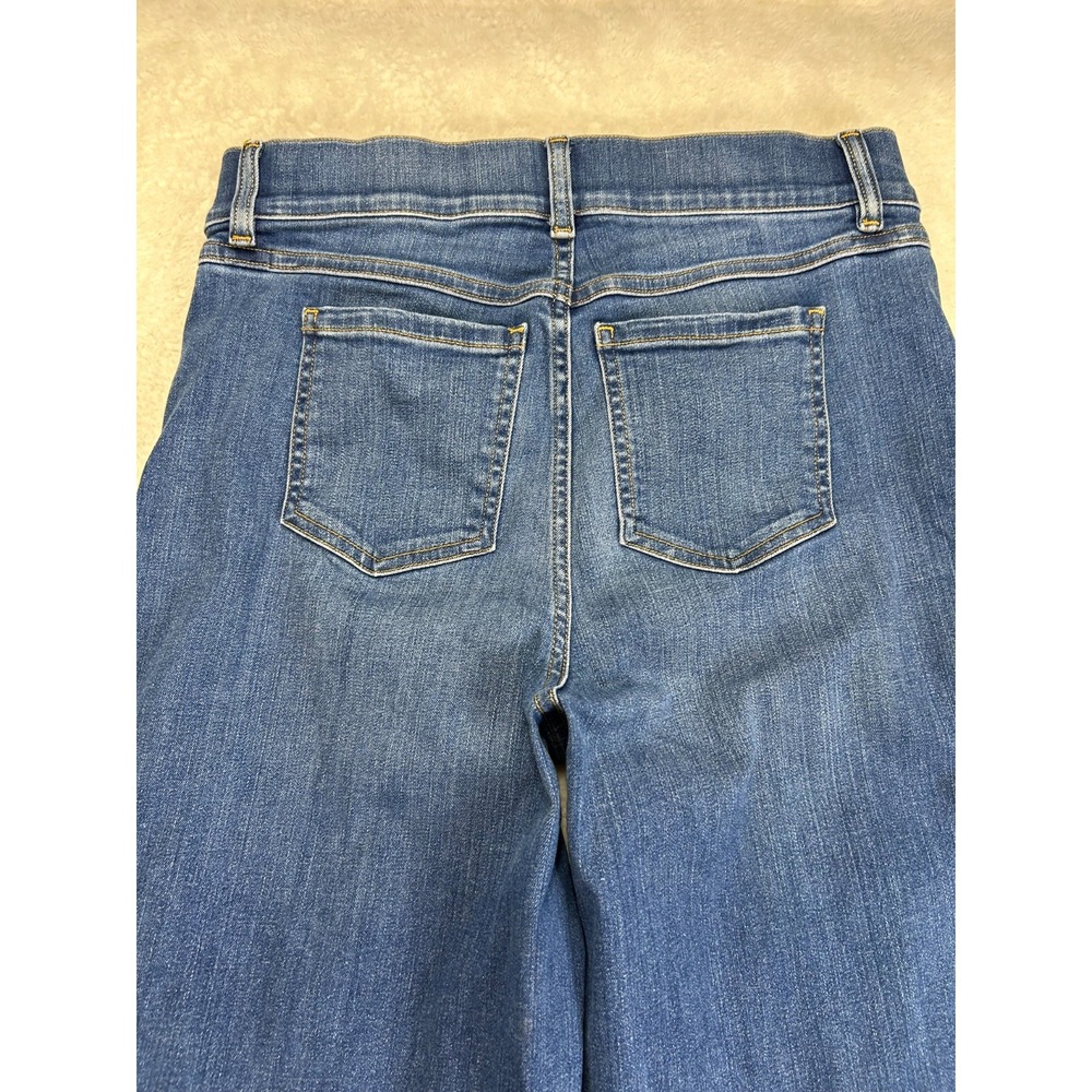 Vintage Spanx Wide Leg Jeans Womens L Indigo Blue Denim Seamed Front Pull On - Picture 3 of 14